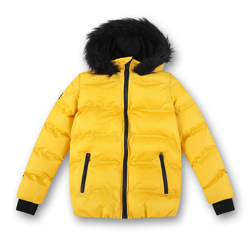 Big Boys Winter Warm Jacket Camo Printed Zip Up Fleece Lined Puffer Coat with Faux Fur Hood