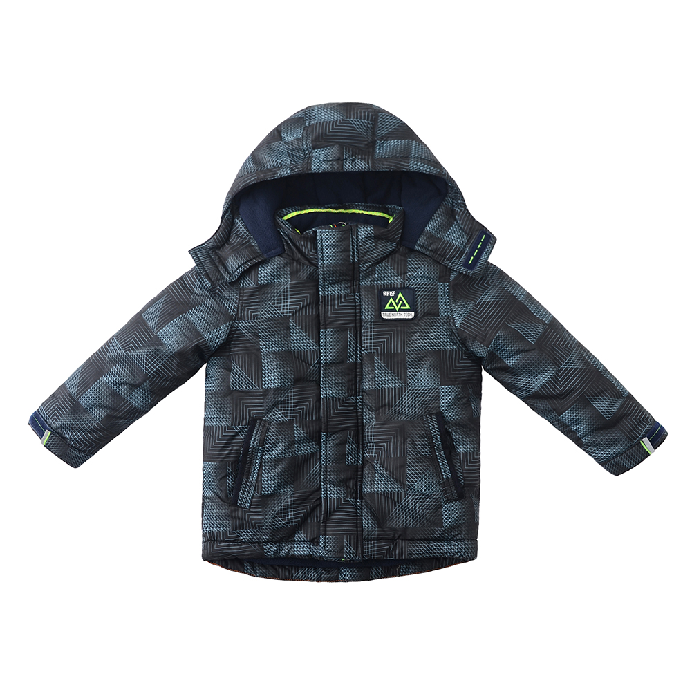 Boys Hooded Jacket Winter Warm Windproof Fleece Lined Puffer Outerwear Dark Blue 